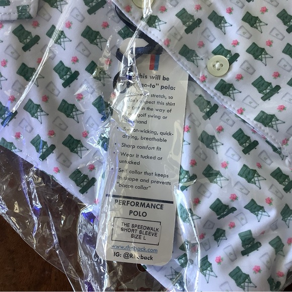 Rhoback Golf Polo White Shirt with Green and Red Accents Sz L NWT - Picture 3 of 3